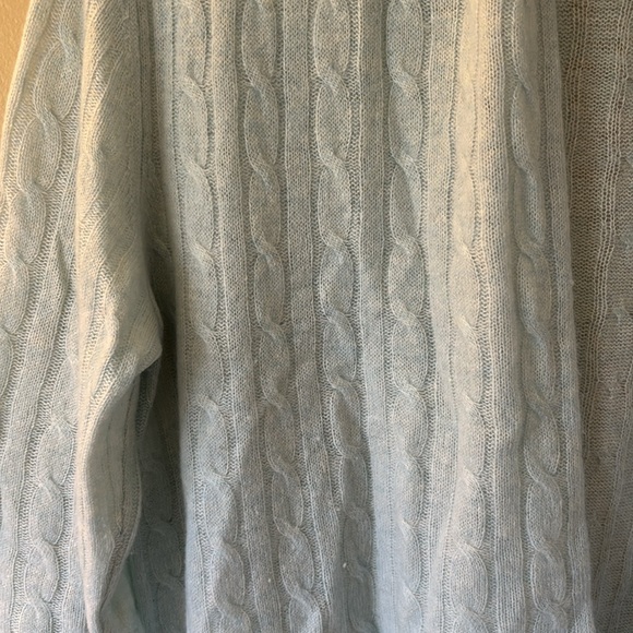 White + Warren Light Blue 100% Cashmere Open Front Cardigan Size Large - Picture 6 of 8